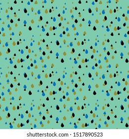 Texture of brush dots, splashes, stains, crumbs. seamless vector pattern. Black, mint and blue.