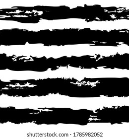 The texture of the brush. Drawn grunge ink strokes on a white seamless background. Brush stroke. Vector illustration. Isolated in white.