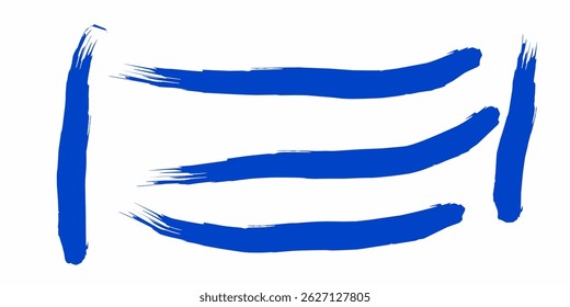 Texture brush set, blue ink, brush pattern, wave pattern brush stroke material. Blue brush stroke collection. Hand Drawn Regular Curved Lines Long And Short