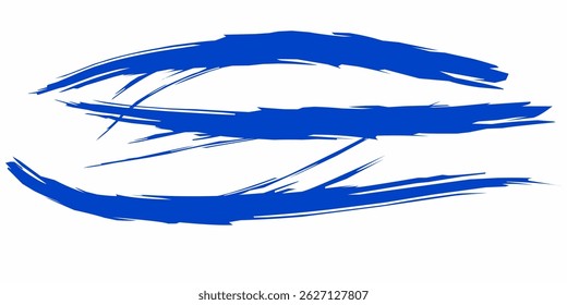 Texture brush set, blue ink, brush pattern, wave pattern brush stroke material. Blue brush stroke collection. Hand Drawn Regular Curved Lines Long And Short