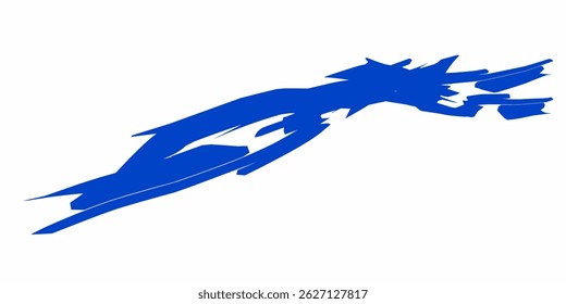 Conjunto de pinceles de textura, tinta azul, patrón de pincel, patrón de onda, material de trazo de pincel. Colección de pincelada azul. Líneas Curvas Regulares Dibujadas A Mano Largas Y Cortas