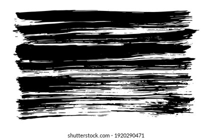 Texture of brush stroke drawn with black ink. Vector background