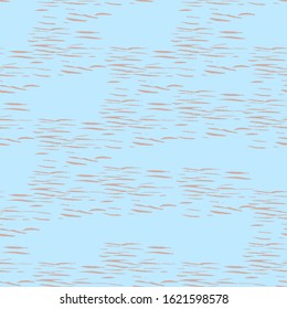 Texture brush stroke, horizontal stripes, water surface vector pattern. Pastel blue background.