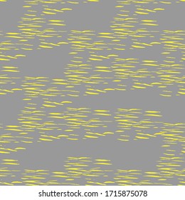 Trazo de pincel de textura, rayas horizontales, patrón vectorial de superficie de agua. Fondo gris y amarillo pastel.