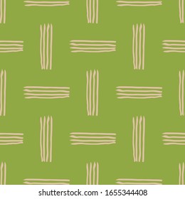 Texture brush stroke, horizontal and vertical stripes, surface vector pattern. Green colors.