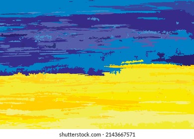 Texture of brush strokes in yellow and blue colors of the national flag of Ukraine. Watercolor painting background. Symbol of Ukraine, national flag. Vector illustration isolated