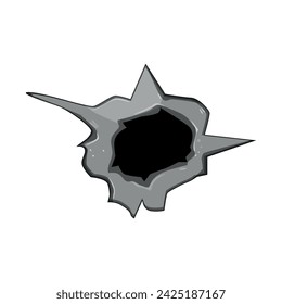caricatura de agujero de bala de textura. rifle de crimen, destrucción de escena, grunge de pared textura símbolo de agujero de bala. símbolo aislado ilustración vectorial