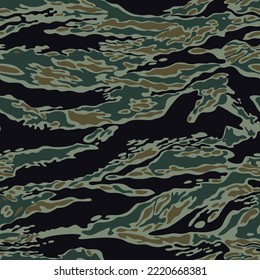 
El ejército de camuflaje textil patrón sin fisuras, fondo verde oscuro, camuflaje de bosques militares