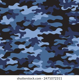 
texture camouflage blue military pattern, dark sea background, army print