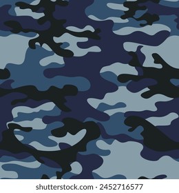 
Texture camouflage blue pattern, seamless background, marine design for textiles