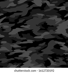 Texture camouflage hand drawn seamless pattern. Abstract modern camo military background. Fabric textile and vinyl wrap endless print template. Vector illustration.
