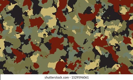 Texture camouflage seamless pattern. Fashion military clothing. Abstract camo backgound. Brown liquid banner. Colorful hunting illustration. Combat fabric design.