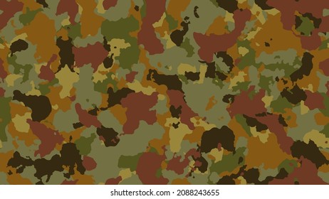 Texture camouflage seamless pattern. Fashion military clothing. Abstract camo backgound. Brown retro template. Colorful hunting illustration. Combat fabric design.