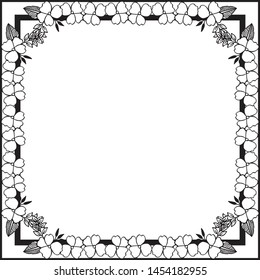 Texture of card with pattern floral frame, elegant style. Vector