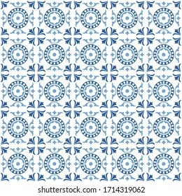 Texture of ceramic tiles in oriental style. Portugal block repeat pattern seamless vintage, Traditional ornate portuguese decorative tiles azulejos. ideal for greeting card banner or wallpaper design.