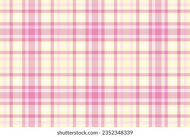 Texture check fabric of plaid vector pattern with a tartan background textile seamless in lemon chiffon and pink colors.