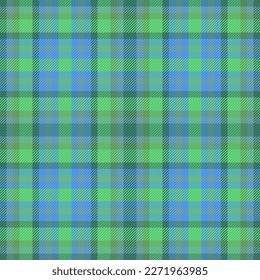 Texture check fabric. Vector plaid background. Tartan seamless textile pattern in green and turquoise colors.