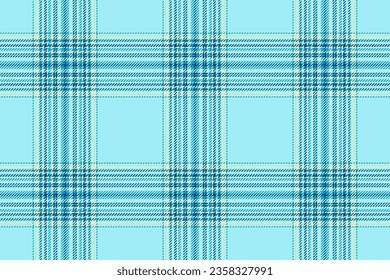 Texture check pattern of seamless textile vector with a background tartan fabric plaid in cyan and light colors.