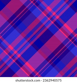 Texture check plaid of tartan vector background with a fabric textile pattern seamless in indigo and pink colors.