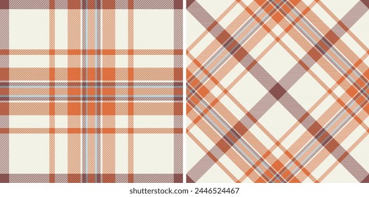 Texture check plaid of textile background seamless with a pattern vector tartan fabric set in retro colors.
