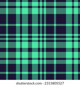 Texture check vector of tartan seamless pattern with a textile plaid background fabric in dark and turquoise colors.