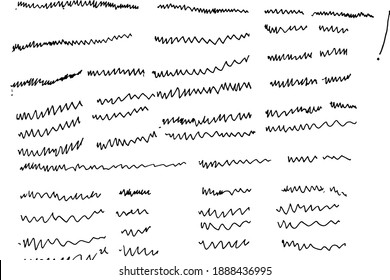 Texture of children's doodles. Small handwritten scribbles zigzags. Illegible, unreadable imitation of handwritten children's text. Vector illustration. Overlay template.