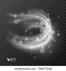 Texture of christmas snowstorm isolated on transparent background, vector eps 10, decoration element