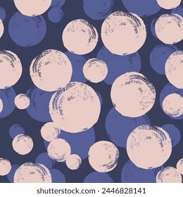 Texture circles mosaic.Geometric seamless pattern in grunge style. Repeating background. Vector illustration. Elegant design for home textiles, interiors, linens, cotton fabric, wrapping paper.