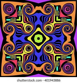 texture of colored symmetrical pattern of lines forming elements of geometric figures