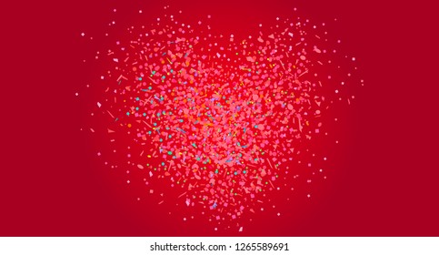 Texture with colorful abstract heart. Geometric holiday background. Pattern for banners, posters and textiles. Greeting cards. Doodle for design and business