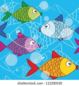 Texture of colorful fish in cartoon style