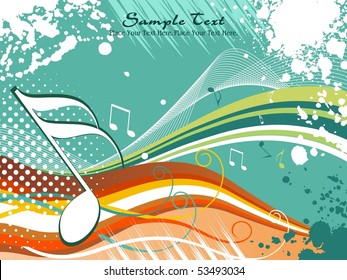 texture, colorful stripes and wave background with musical notes