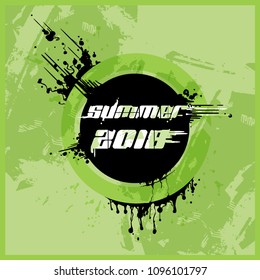 Texture composition in grunge style with splashes. Green poster.Abstract background of warm summer tones. Procurement for printed products. Spirit of summer in illustration
