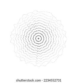 Konzentrierte Gewebezirke in der Textur. Sonar- oder Schallwellen klingeln Sammlung. Bildgeber, Ziel, Radarsymbol-Konzept. Radialsignal oder Vibrationselemente. gepunktete Illustration 