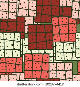 Texture consisting of oblique rounded squares of different colors.
Seamless. Grunge style. Very trendy pattern.