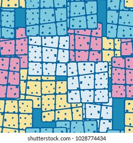Texture consisting of oblique rounded squares of different colors.
Seamless. Grunge style. Very trendy pattern.