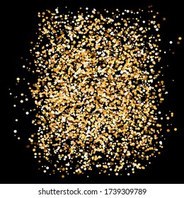 
A texture consisting of small particles of gold on a black background. Vector. Use for web design, advertising, backgrounds, labels, banners.