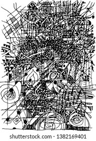 The texture constructed on a combination of spots, lines, geometrical figures