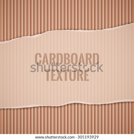 The texture of corrugated cardboard with torn edges