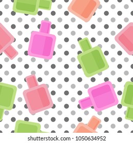  texture - cosmetics, makeup, beauty, style, accessories. Professional makeup artist background. seamless pattern with nail polish . fashion style. Vector illustration.Eps 10.
