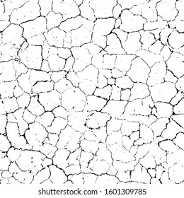 Texture Cracks Black, White Background. Effect Shards, Concrete, Stone, Asphalt. Seamless Pattern. Cracked Earth. Modern Stylish Design. Structure Cracking Ground. Dry Surface Soil. Distressed Cracks