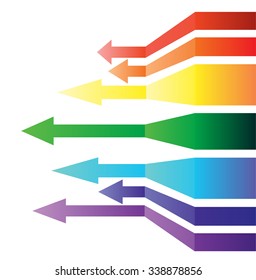 Texture with curved arrows, painted in iridescent colors