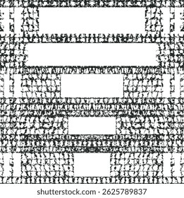 Um corte de textura com vazios retangulares ou uma abstração com massas ruidosas.