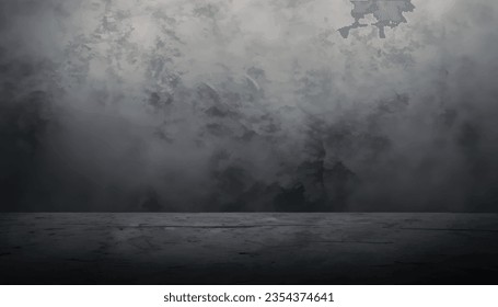 Texture dark concrete floor with mist or fog Vector Illustration