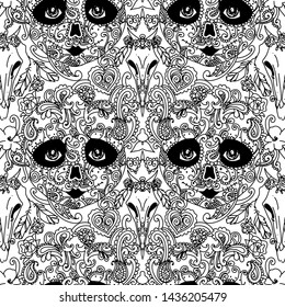 texture day of the dead skull colors seamless vector