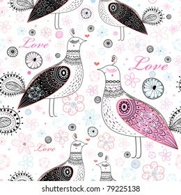 texture with decorative birds