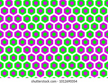 texture of decorative green and fuchsia hexagons