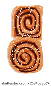Texture of delicious cinnamon roll cake and sesame seed