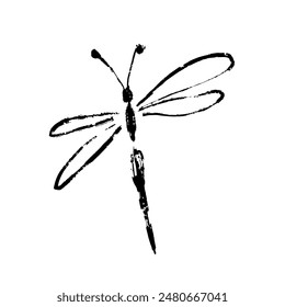 Texture doodle of winged insect dragonfly. Vector graphics.