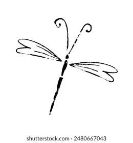 Texture doodle of winged insect dragonfly. Vector graphics.